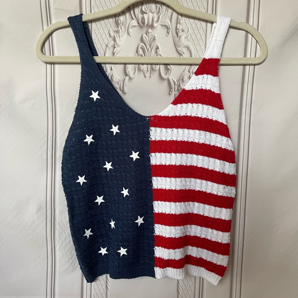 Moon & Madison Patriotic Knit Tank Top | Size Small 🇺🇸